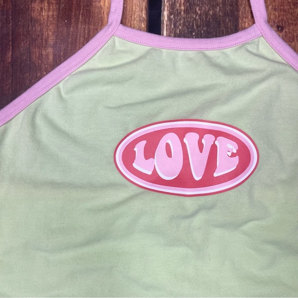 Princess Polly Love me Harder Halter Top. Green. Size 4 small - Picture 2 of 4